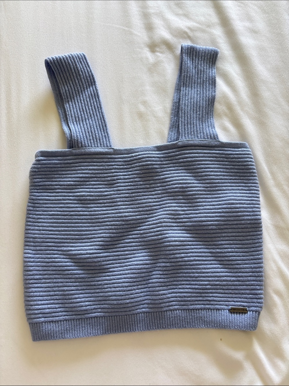 Hollister Ribbed Knit Crop Tank in Light Blue
